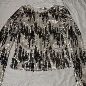 Madden Girl Black and Silver Sequin Blouse